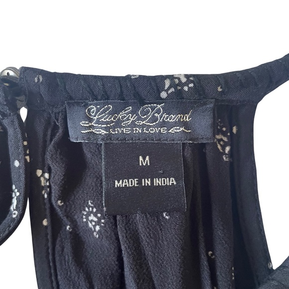 Lucky Brand Live in Love Black/White Printed Sleeveless/Halter top Jumpsuit Sz M - Picture 12 of 15